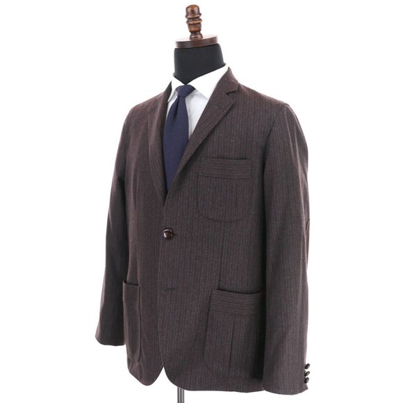Billy Reid Wool Blazer Sport Coat Size 46R Brown Elbow Patches Jacket Italy - Picture 5 of 14